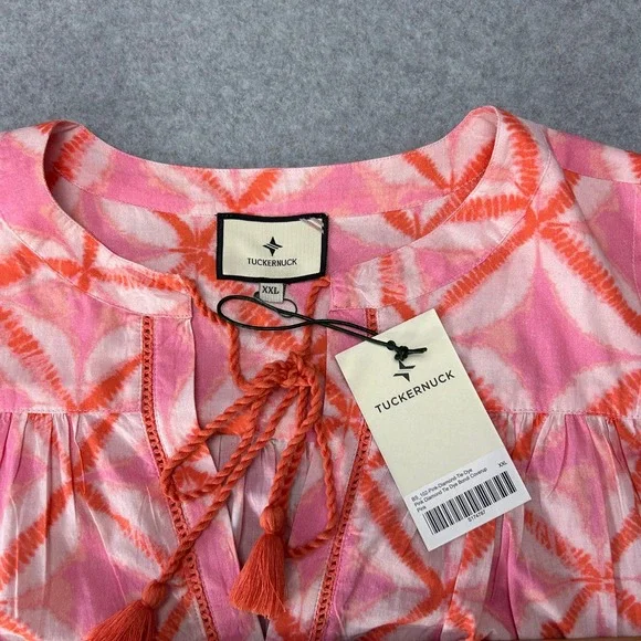 Tuckernuck Bondi Coverup Tunic Beach Top Orange Pink Diamond Dye Size XXL NWT